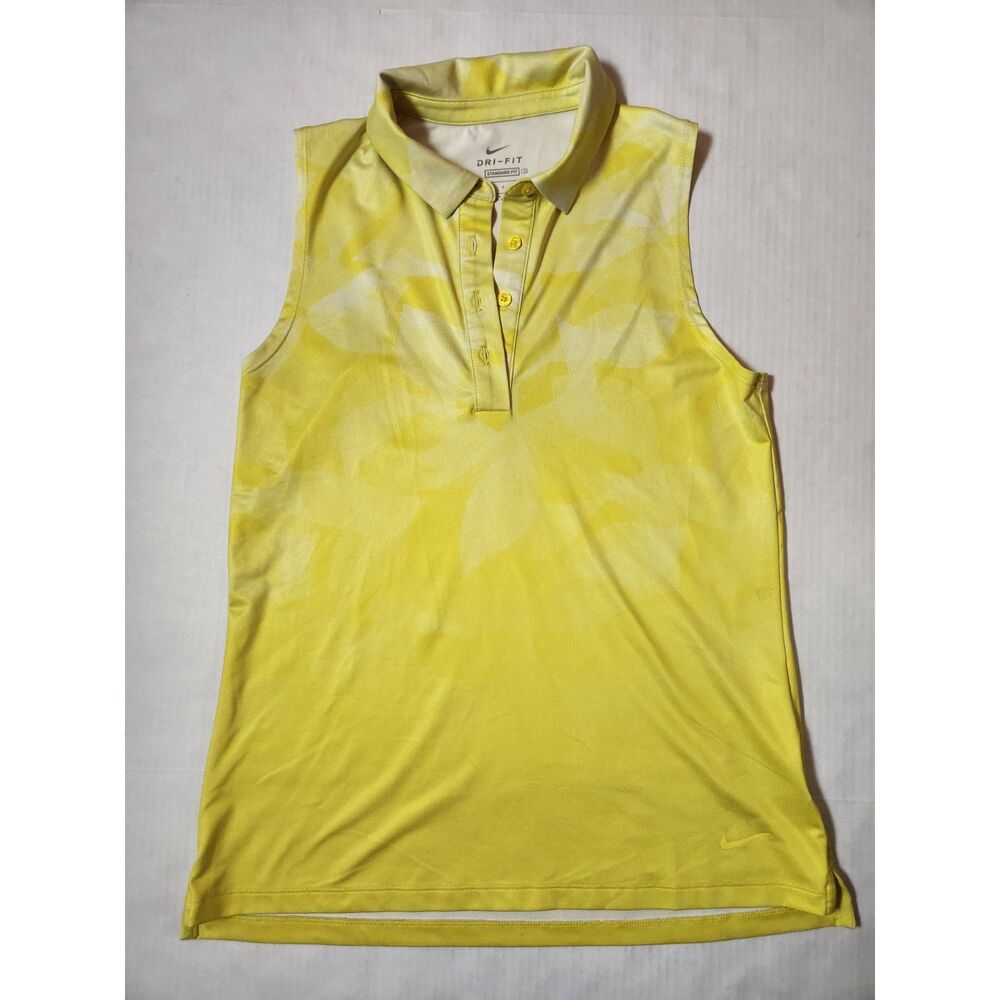 Nike Dri-Fit Tank Top Women’s Small Yellow Collared Sleeveless Standard Fit